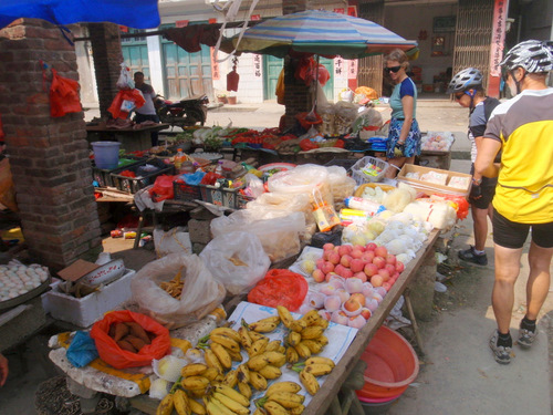 Open air village market (we had some bananas).